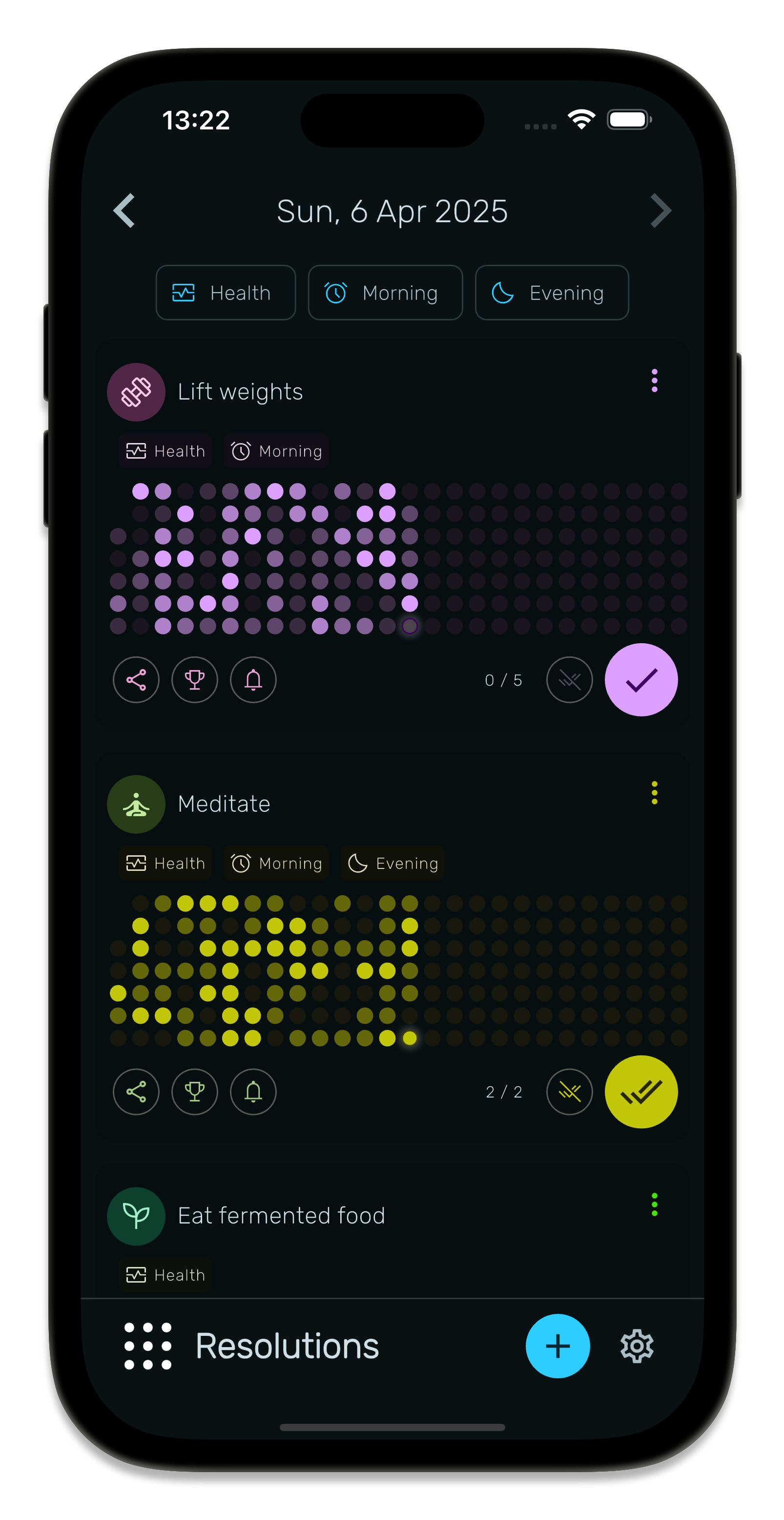 Resolutions Application Screenshot