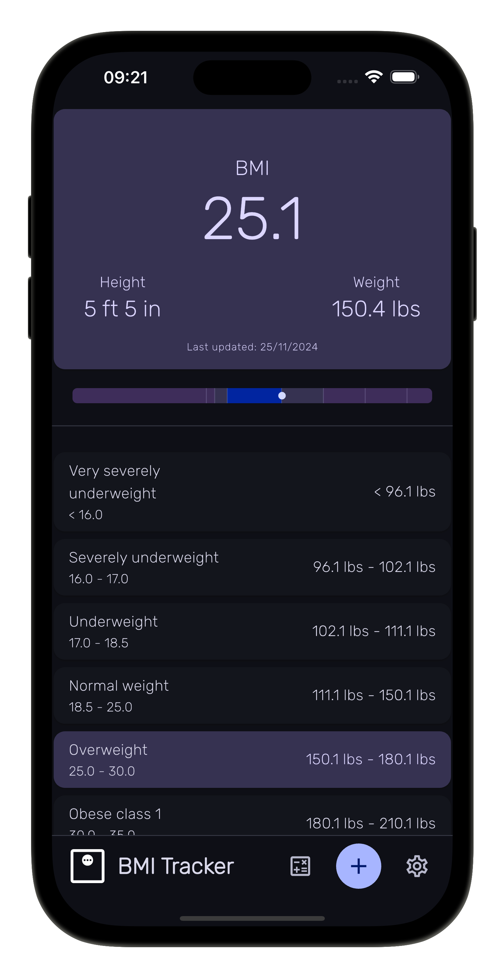 BMI Tracker Application Screenshot