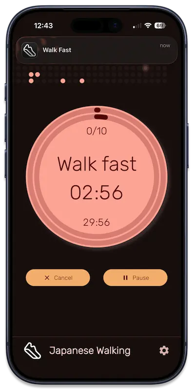 Japanese Walking Application Screenshot